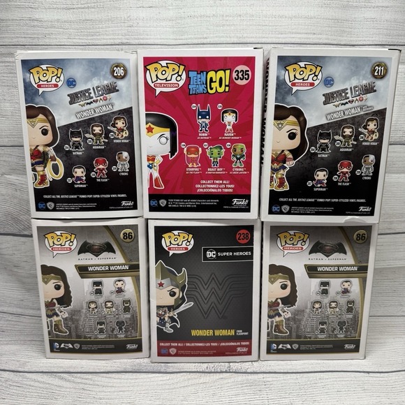 Funko Pop! Wonder Woman - Lot Of 6 - 211 335 86 238 206 BAM Walmart Hot Topic - Picture 2 of 11